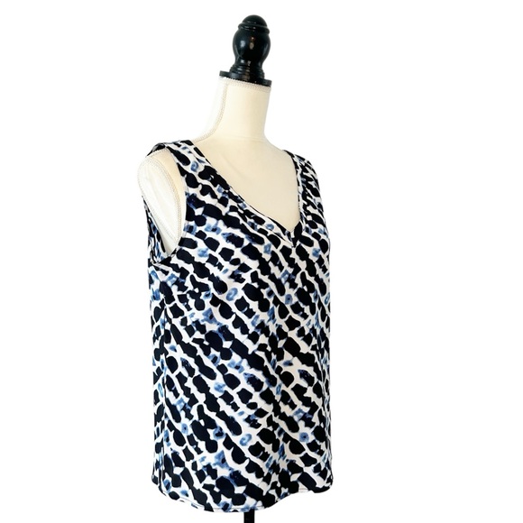 Anne Klein Ultramarine Chic Ink Multi V-Neck Sleeveless Tank Top Size L - Picture 4 of 12